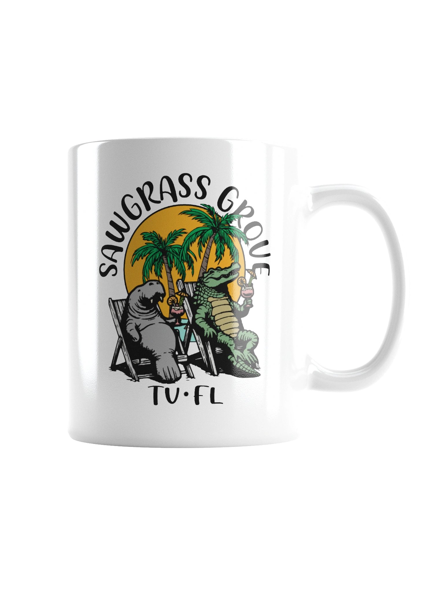Sawgrass Grove TV Florida USA Fun Manatee Alligator Design Coffee Mug product image (2)