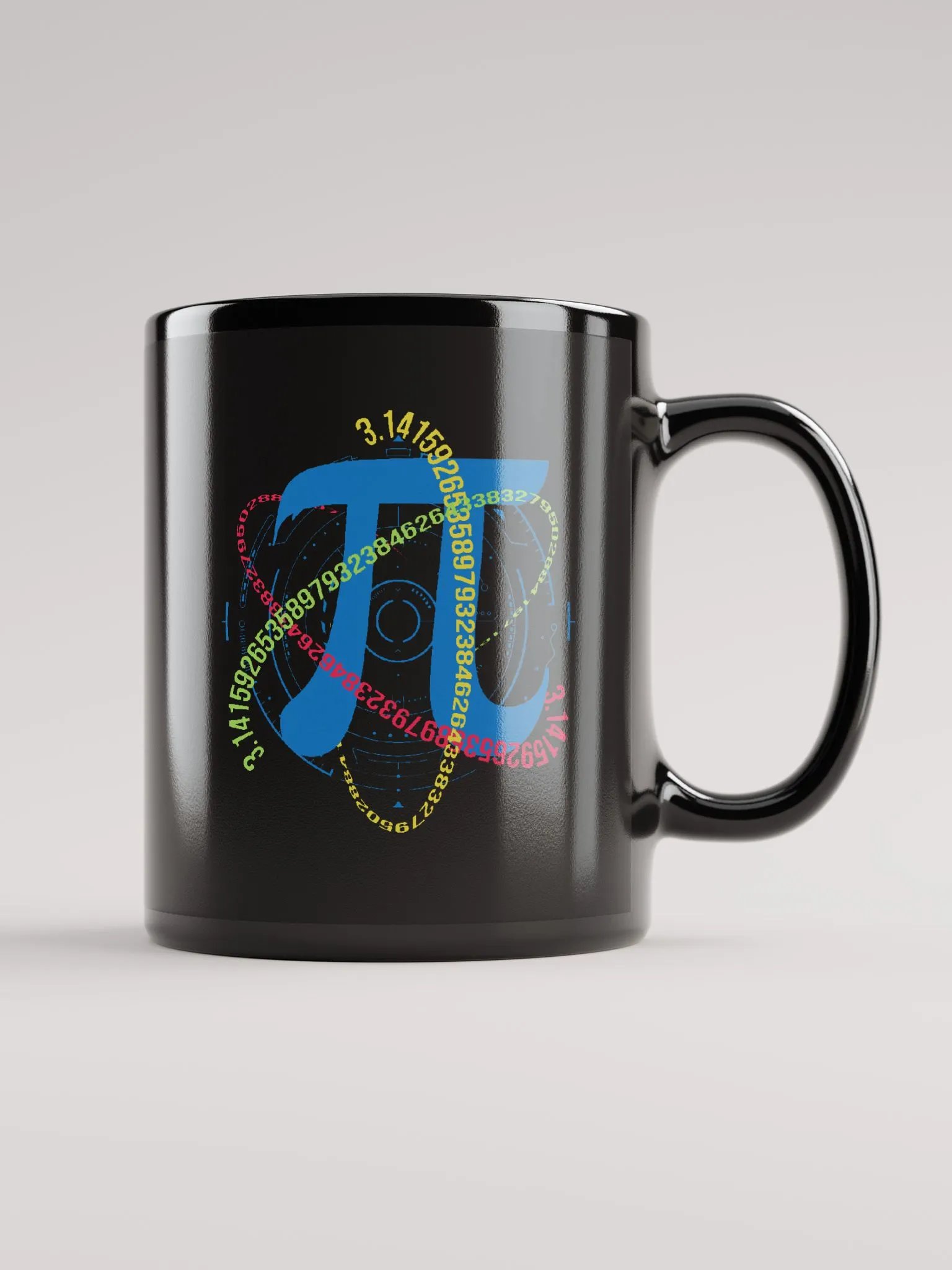 High Tech Pi Mathematical Number 3.1416 Black Mug product image (1)