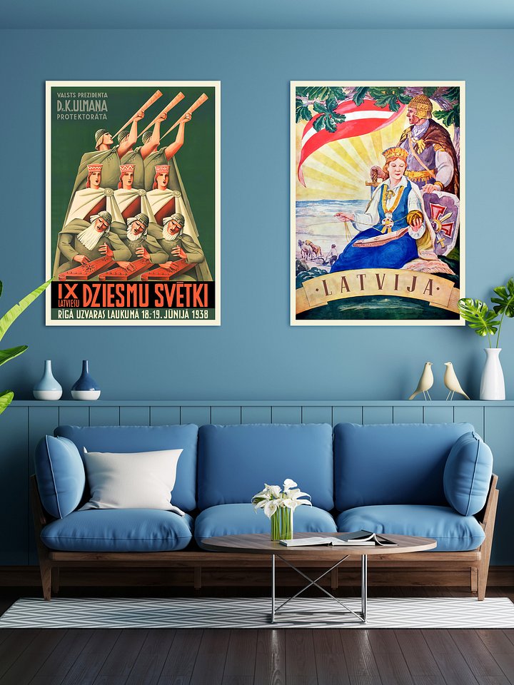 Latvia retro poster 1934 / Latvija 1934 — retro vintage travel poster, retro travel art, retro travel wall art product image (2)