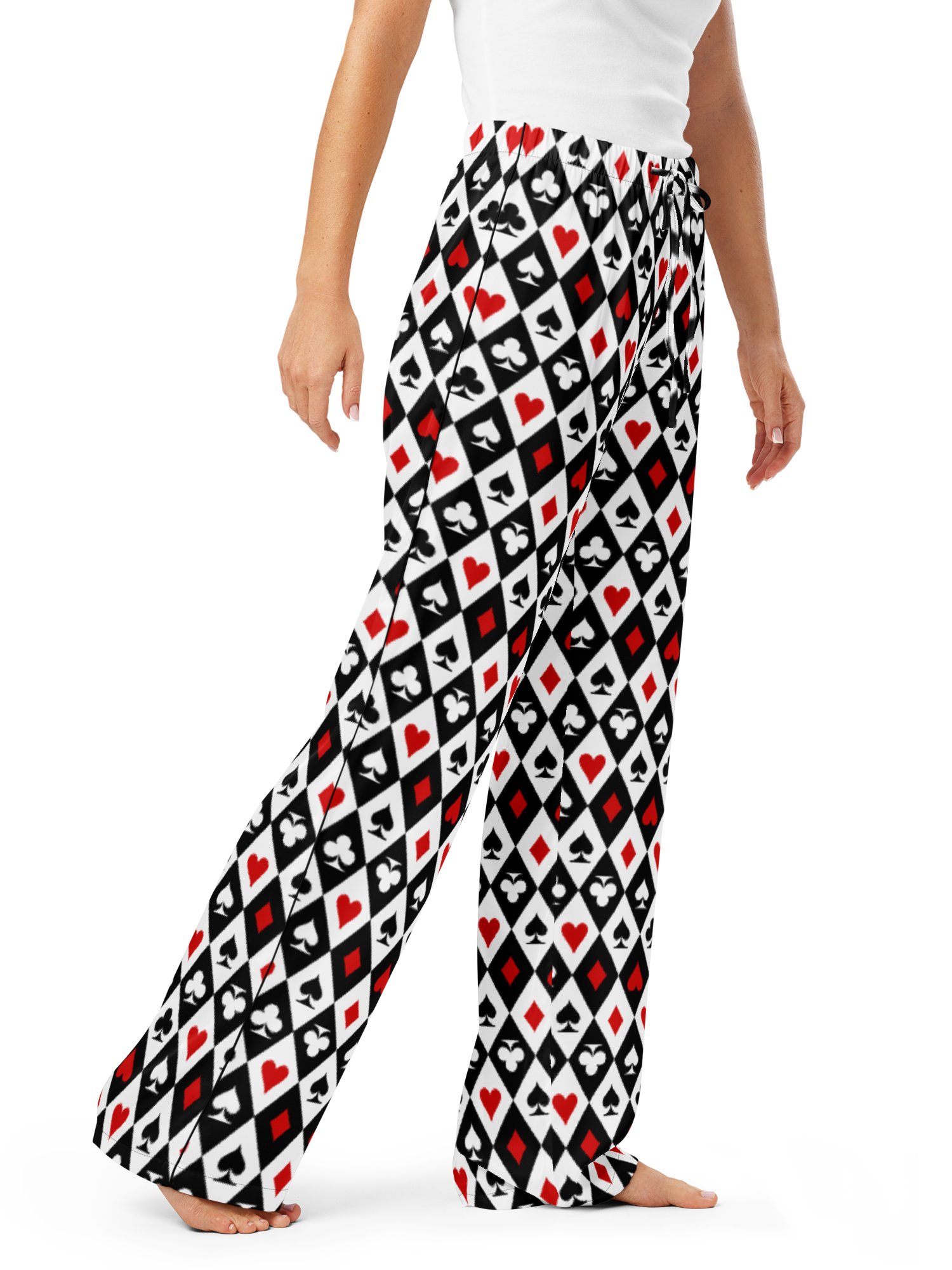 Retro Playing Card Suits Argyle All-Over Print Pajama Pants product image (8)