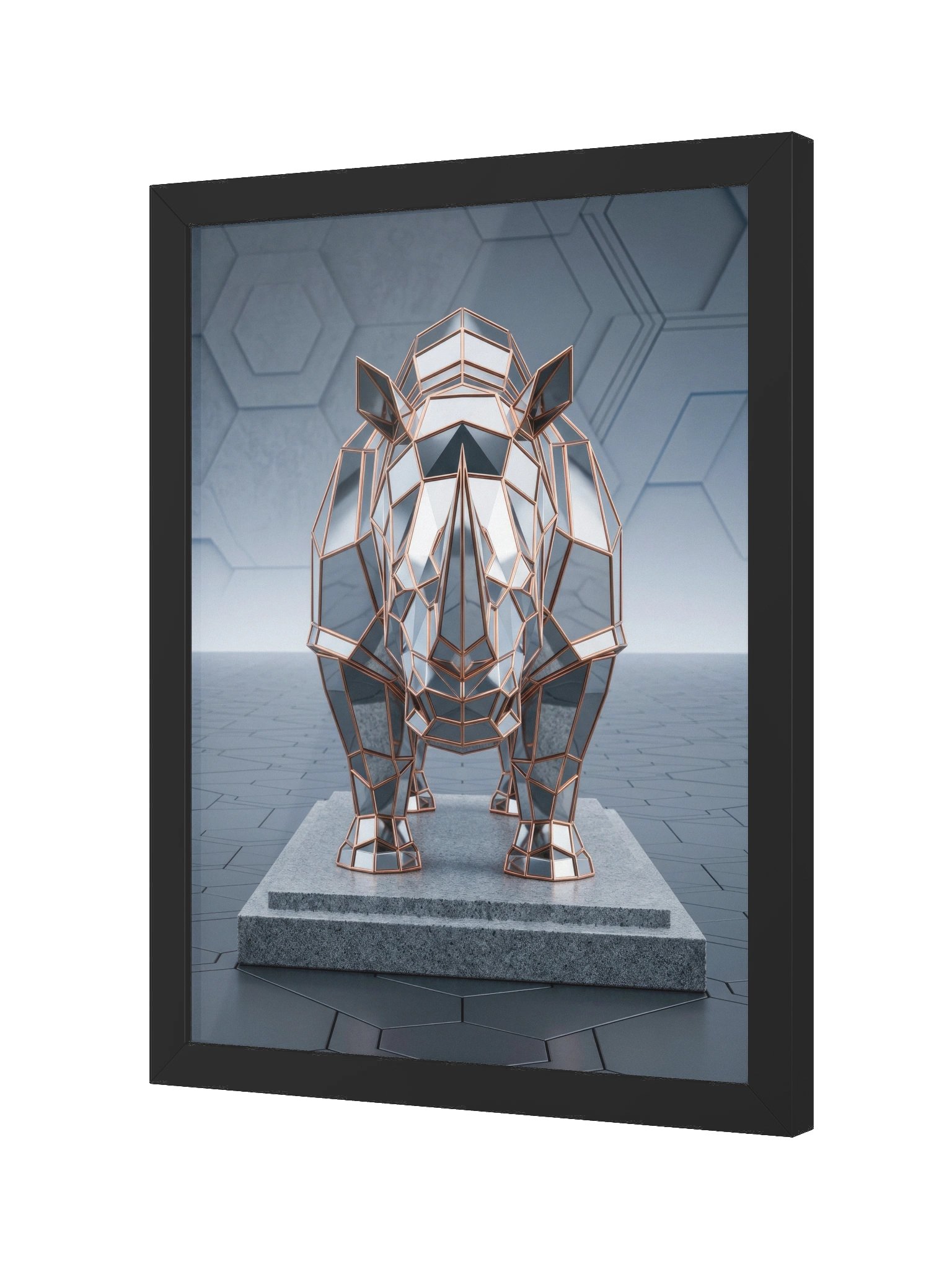 Geometric Metallic Rhino Framed Poster - Neo-Deco Wall Art product image (2)