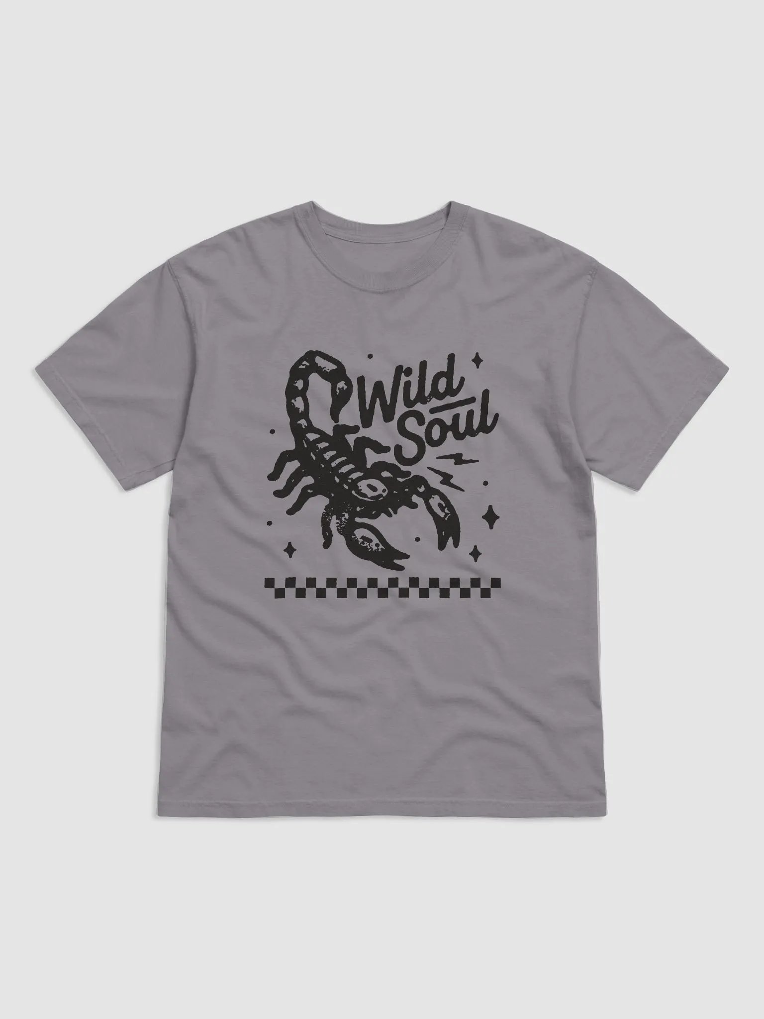 Wild Soul | Retro-Style Western Desert Hipster T-Shirt of a Scorpion on a Checkerboard Pattern product image (11)