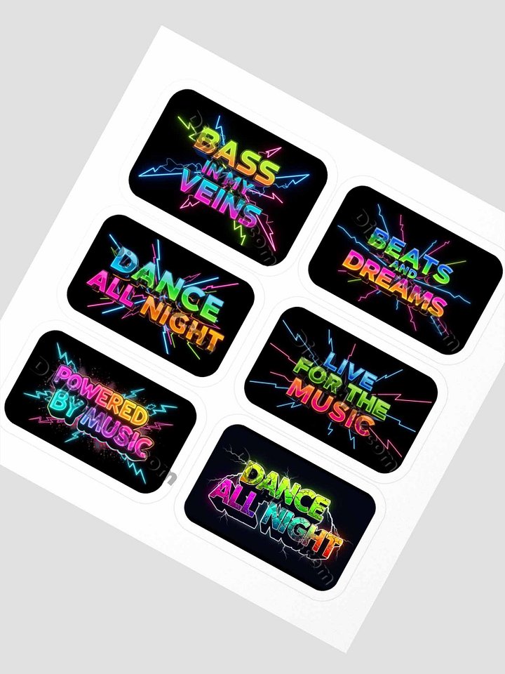 Neon Music Vibes Kiss Cut Black Stickers Set product image (2)