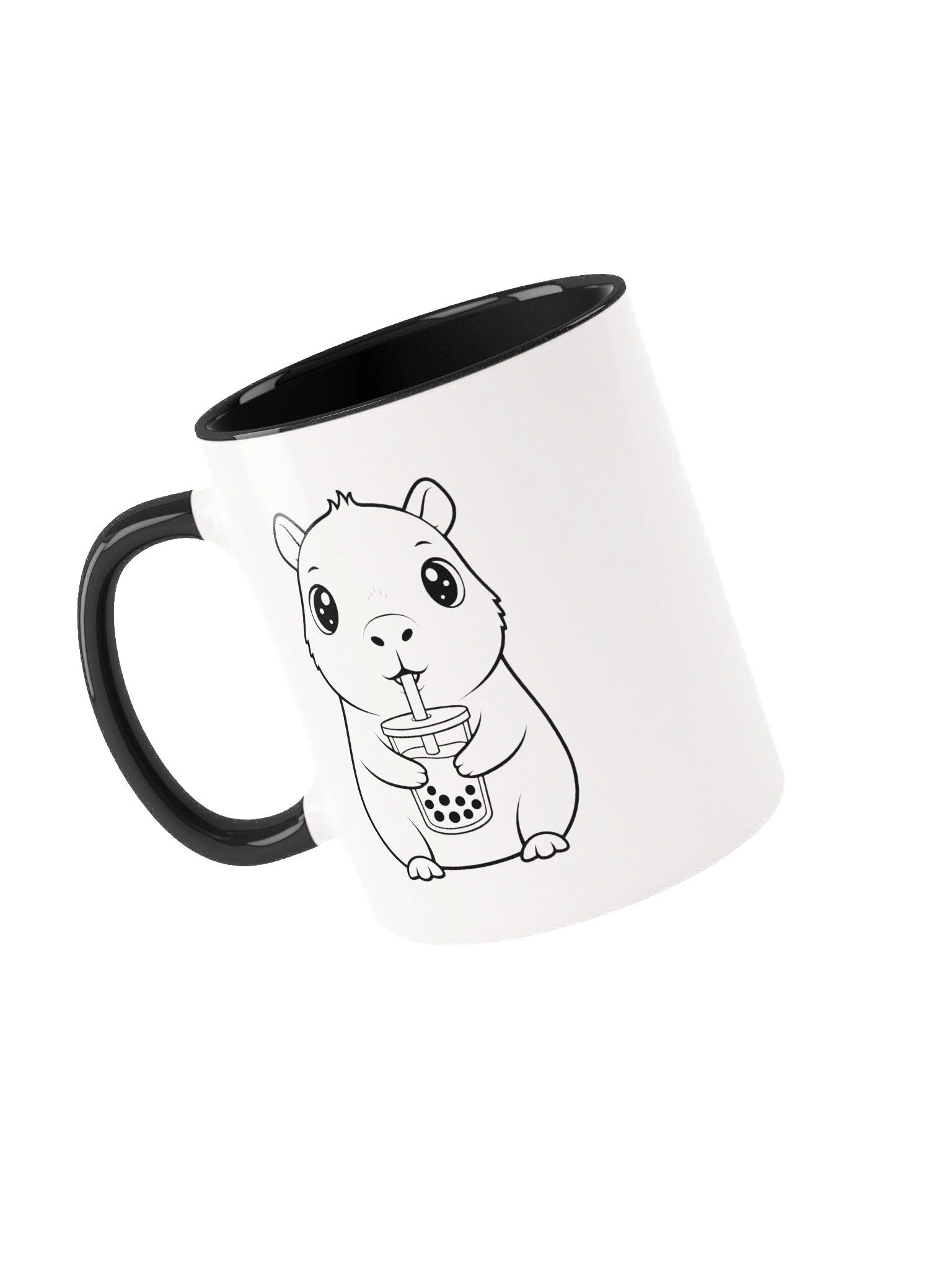 Kawaii Capybara Drinking Bubble Tea Mug, Cute Boba Lover Gift, 11oz Ceramic Cup, Present for Animal Lover product image (3)