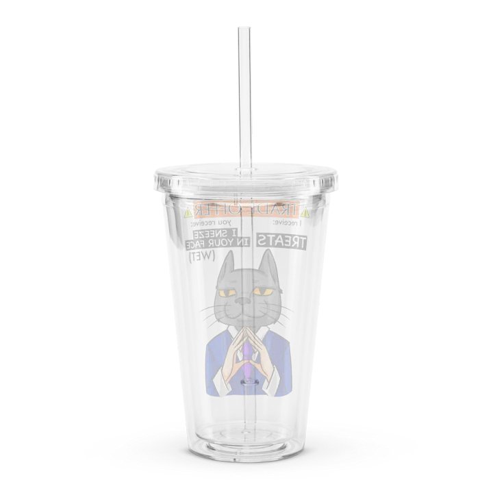 Trade Offer Human-Cat Meme Clear Plastic Tumbler product image (2)