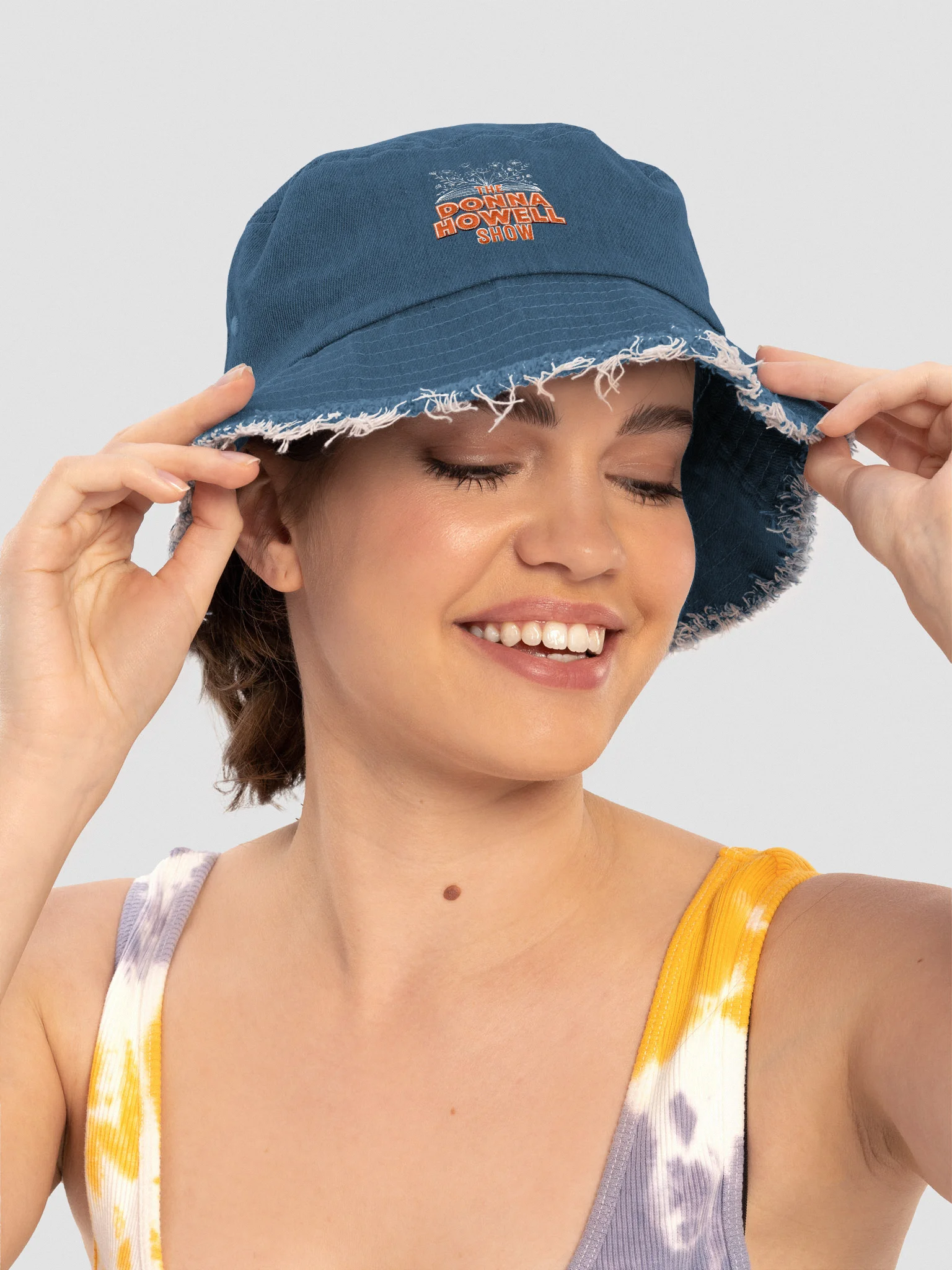 The Donna Howell Show Bible-Flourish Distressed Denim Bucket Hat product image (3)