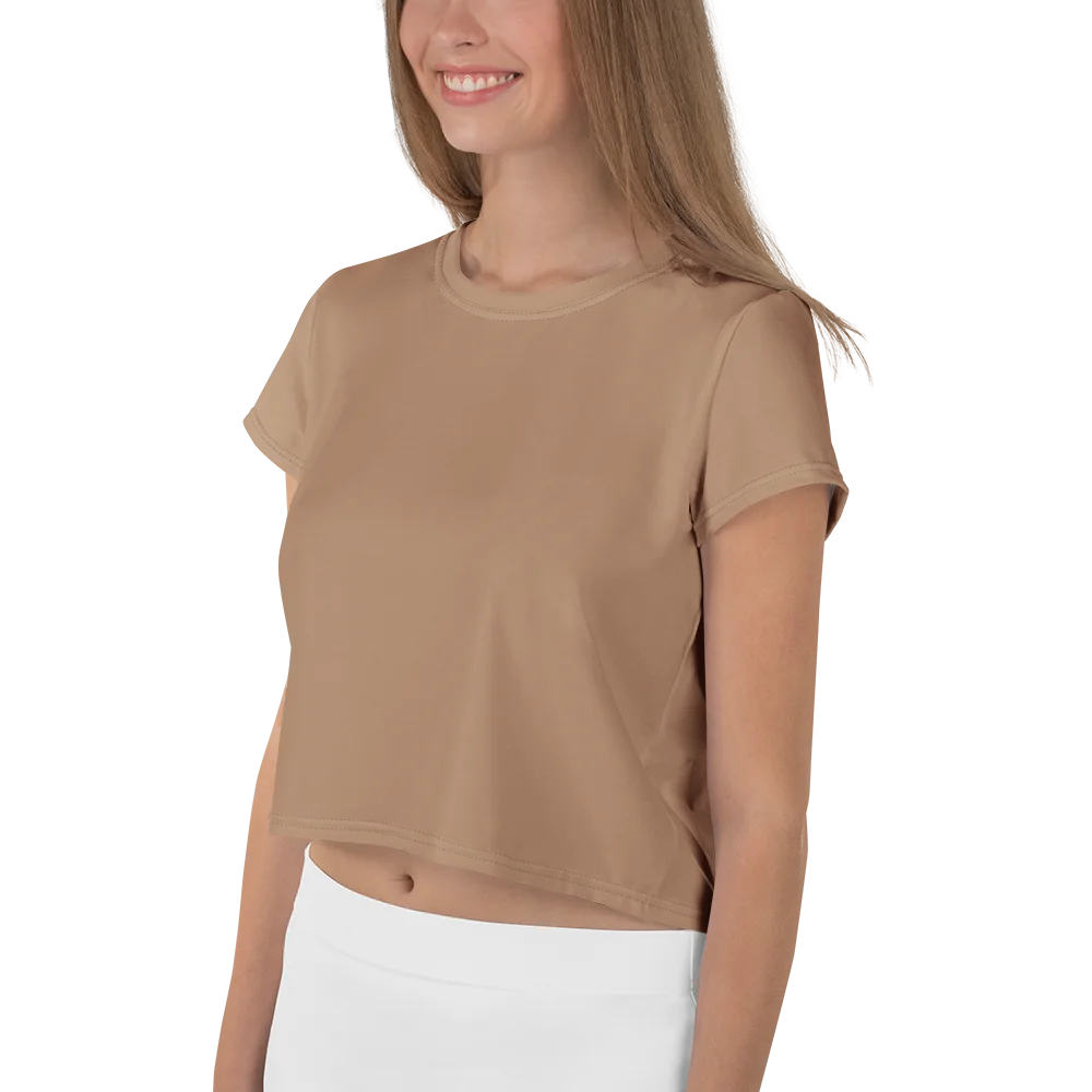 Tan Minimalist All-Over Print Crop Tee product image (5)