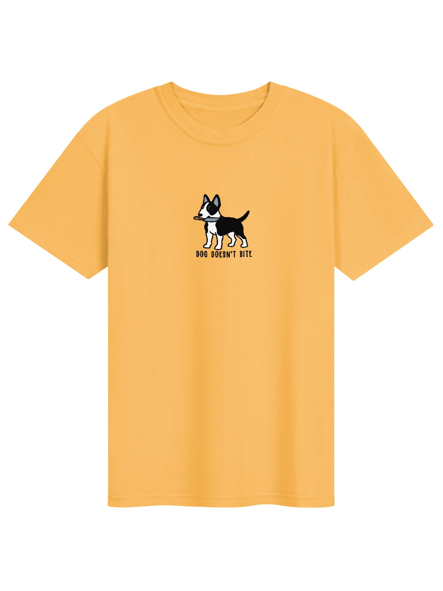 Dog Doesn't Bite Funny Chibi-Style Embroidered T-Shirt for English Bull Terrier(Black & White) Owners product image (55)