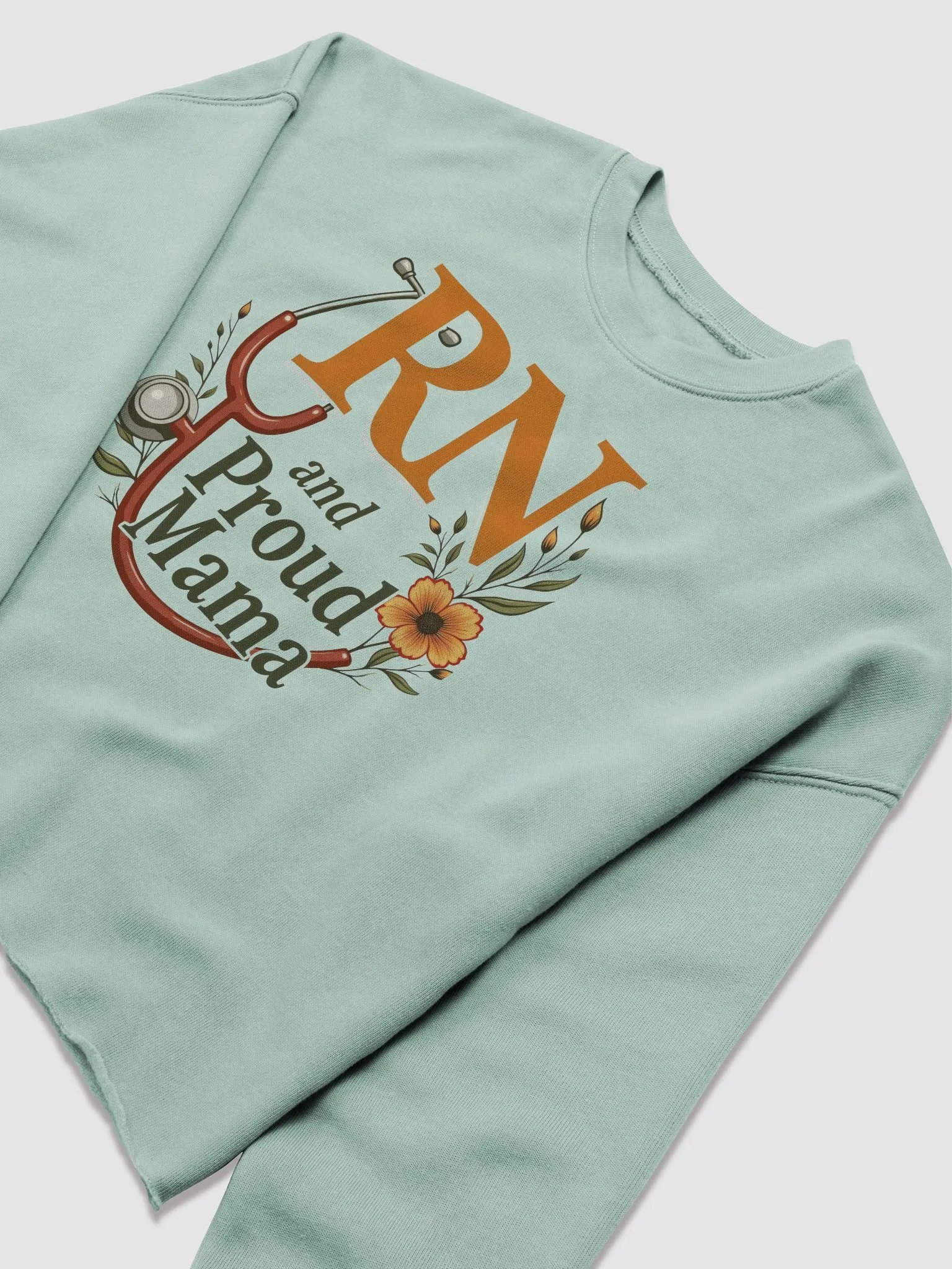 Proud RN and mama, Floral Stethoscope Fleece Crop Sweatshirt product image (9)