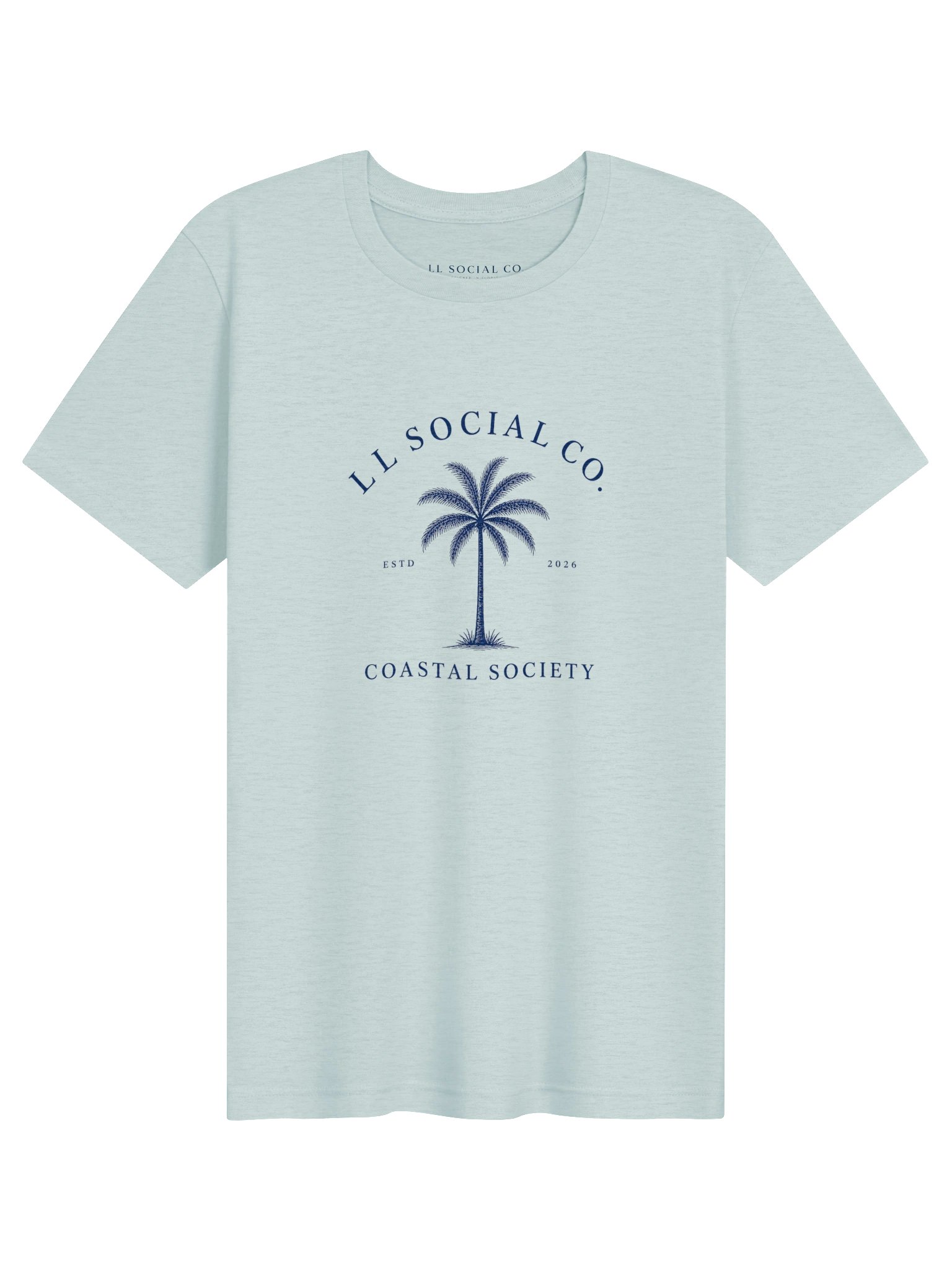 LL Social Co. Coastal Society Essential Tee — Palm | Navy (Front) product image (41)