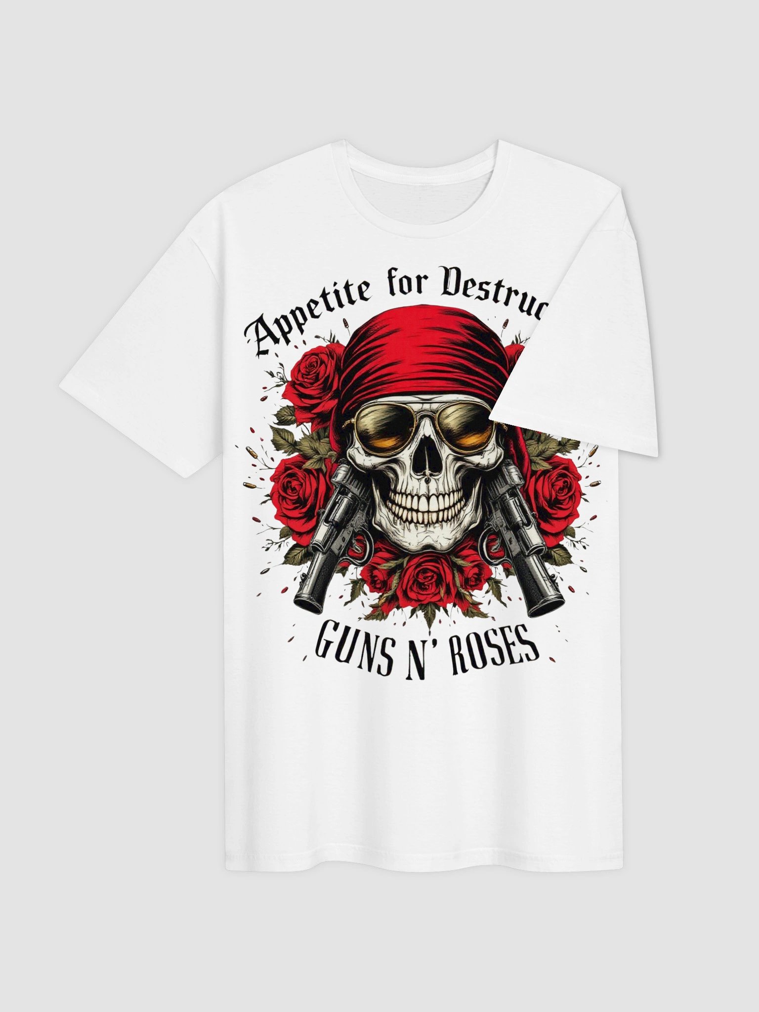 Guns N’ Roses Appetite for Destruction T-Shirt | Skull & Roses Pistols Rock Graphic Tee | Classic 80s Hard Rock Streetwear product image (4)