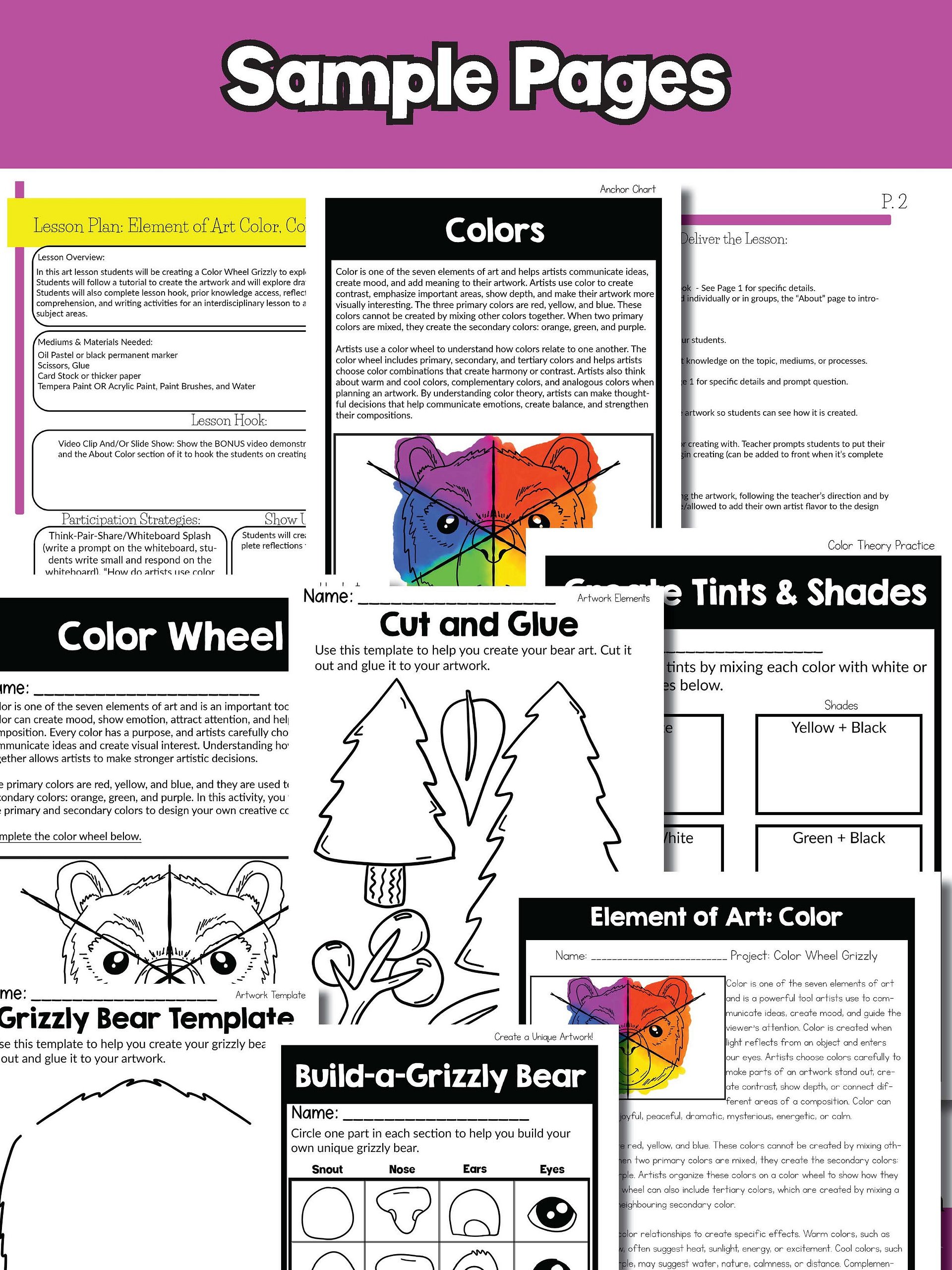 Color Wheel Art Lesson Element of Art Color 5th Grade Color Wheel Art Project product image (8)
