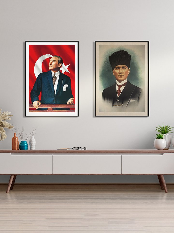 Ataturk Poster with border, Turkey art — Mustafa Kemal Ataturk print product image (2)