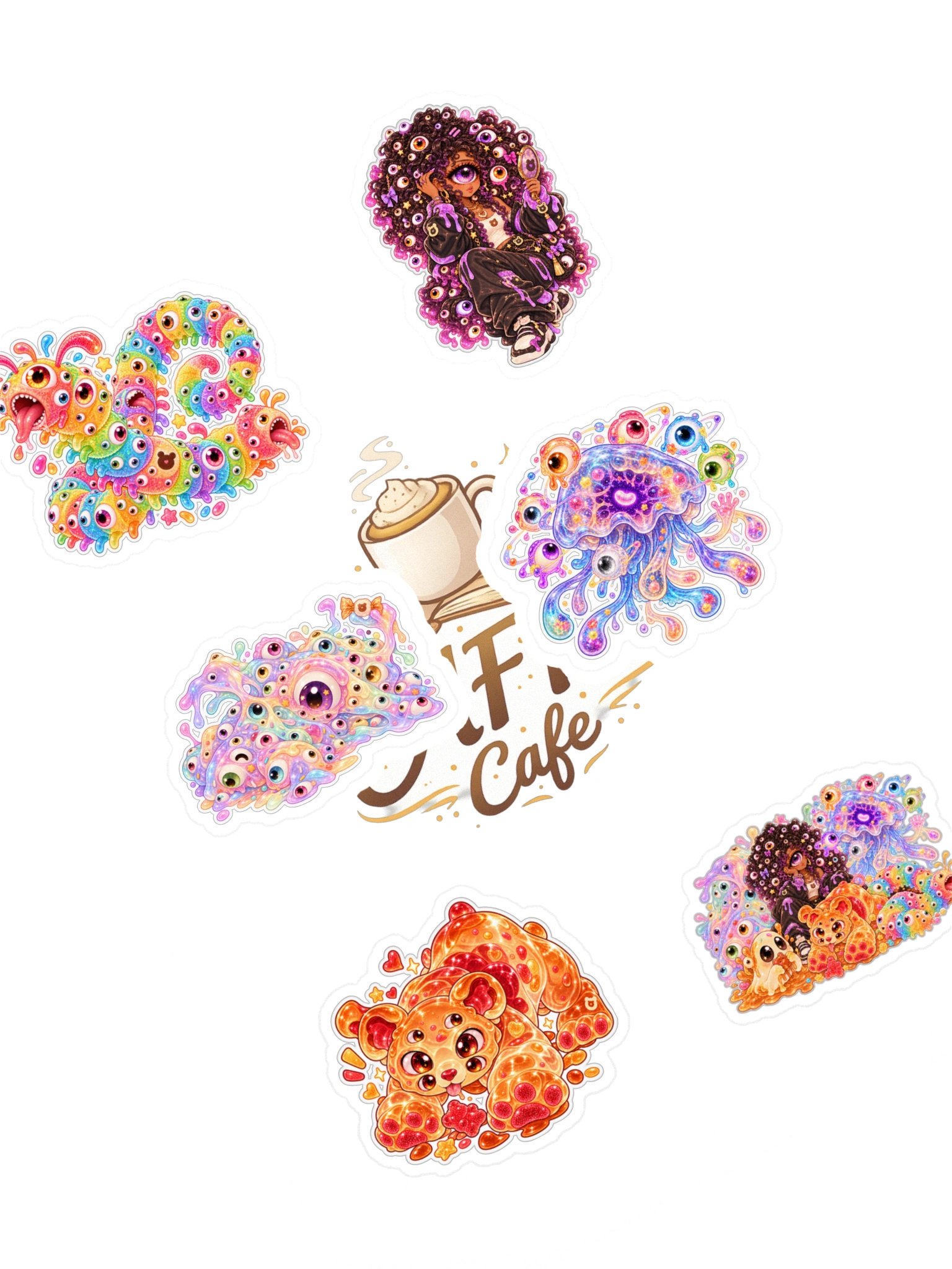 Gummy Grindlings: Many-Eyed Mutants — 6 Sticker Pack product image (1)