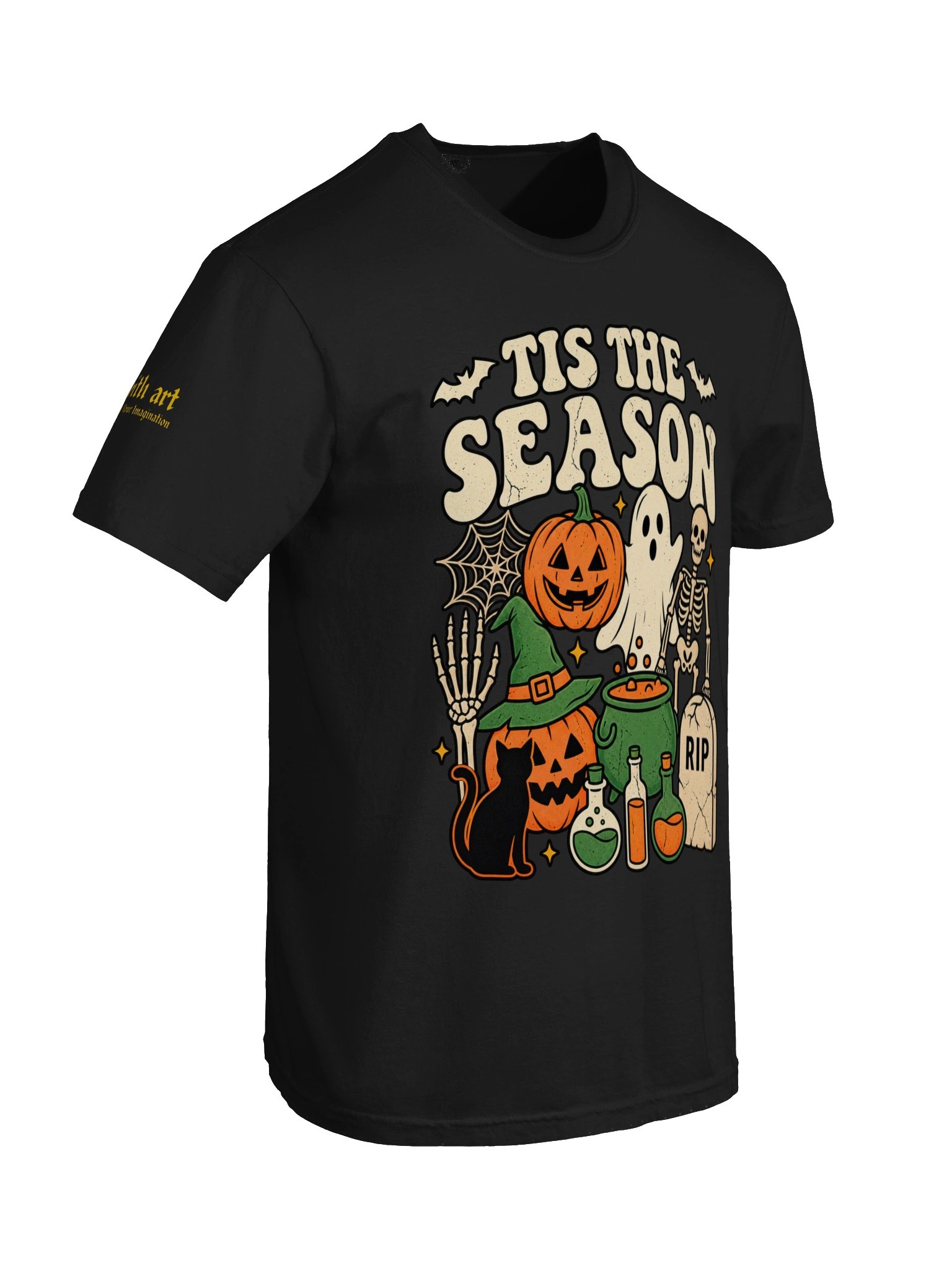 Tis The Season T-Shirt | Retro Spooky Season Ghost Skeleton & Pumpkin Graphic Tee product image (6)