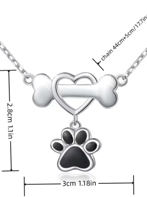 Paw, Heart, Bone Pendant with Necklace product image (3)