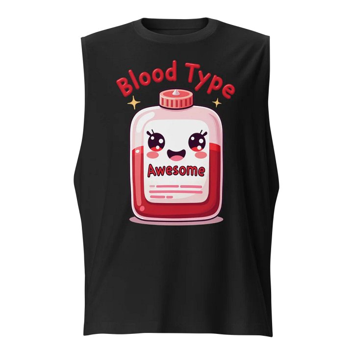 Awesome Blood Type Smiling Cartoon Blood Bag Muscle Tank product image (1)