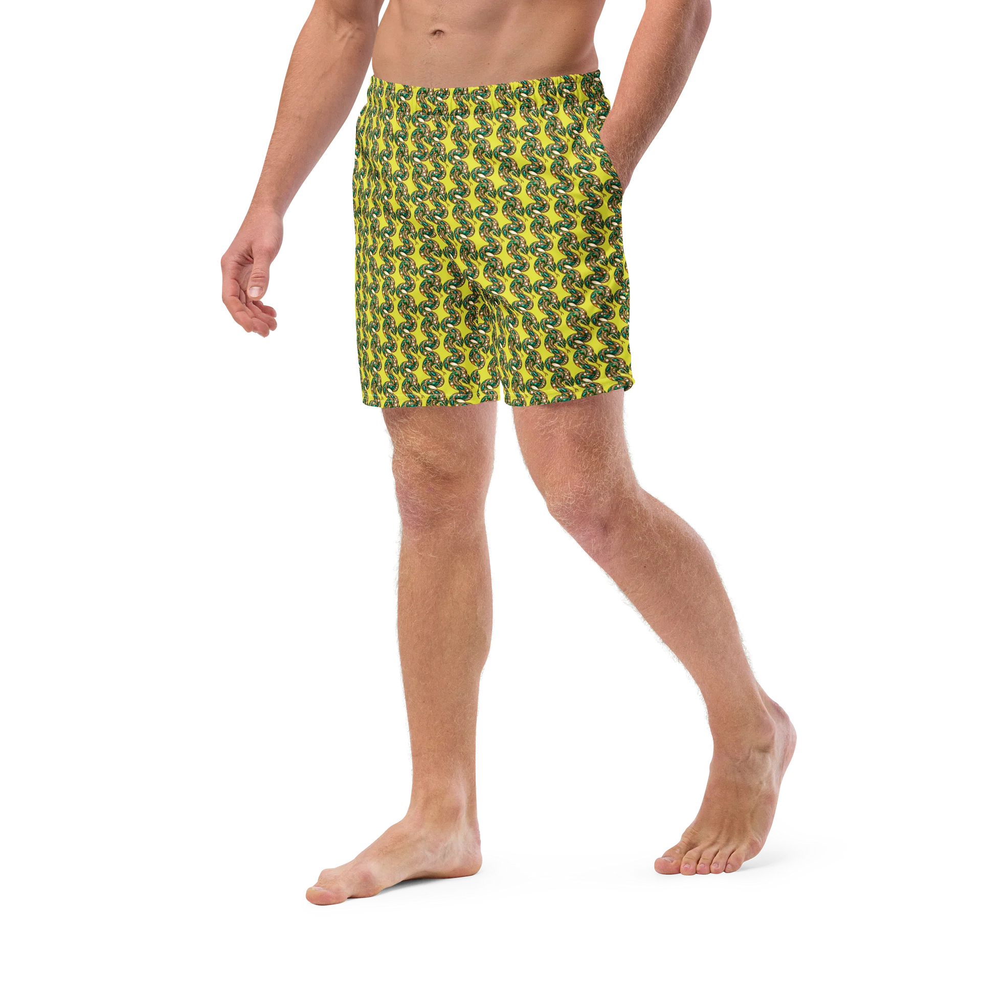 Diagonal Green Snake Brooch Mosaic Swim Trunks product image (5)