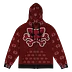 Blaque and Red Hoodie Kat Skull Remix Stripped Hoodie