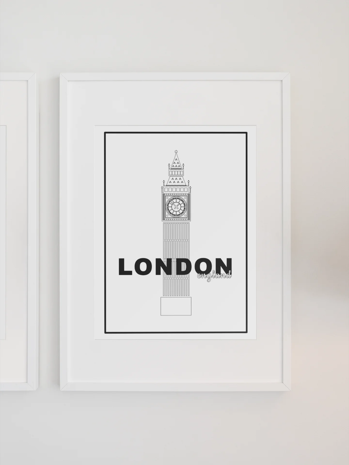 Big Ben Clock Tower Line Art Poster, London England Landmark Illustration, Classic Black and White Urban Decor, Chic Travel-Themed Art product image (1)