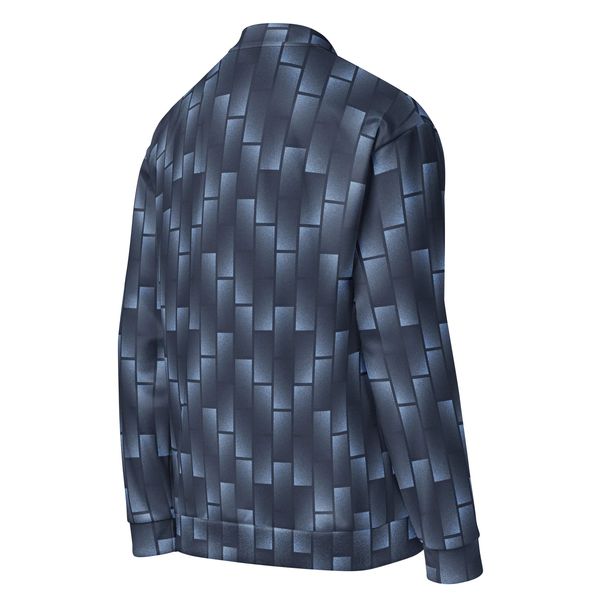 Comfortable Bomber Jacket with Bold Blue Geometry Print product image (4)