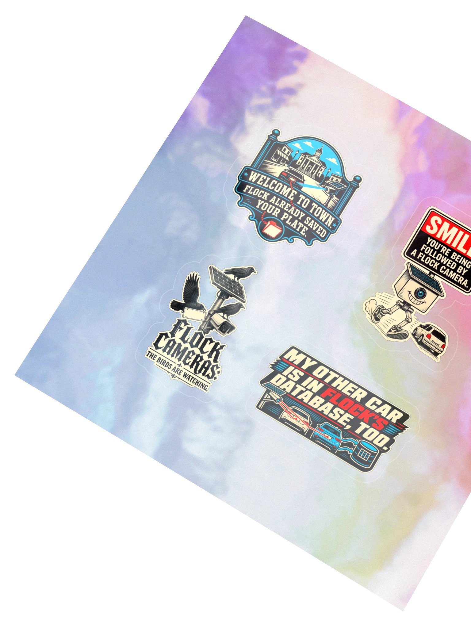 Anti-Flock Surveillance — 4-Design Holographic Sticker Sheet product image (2)
