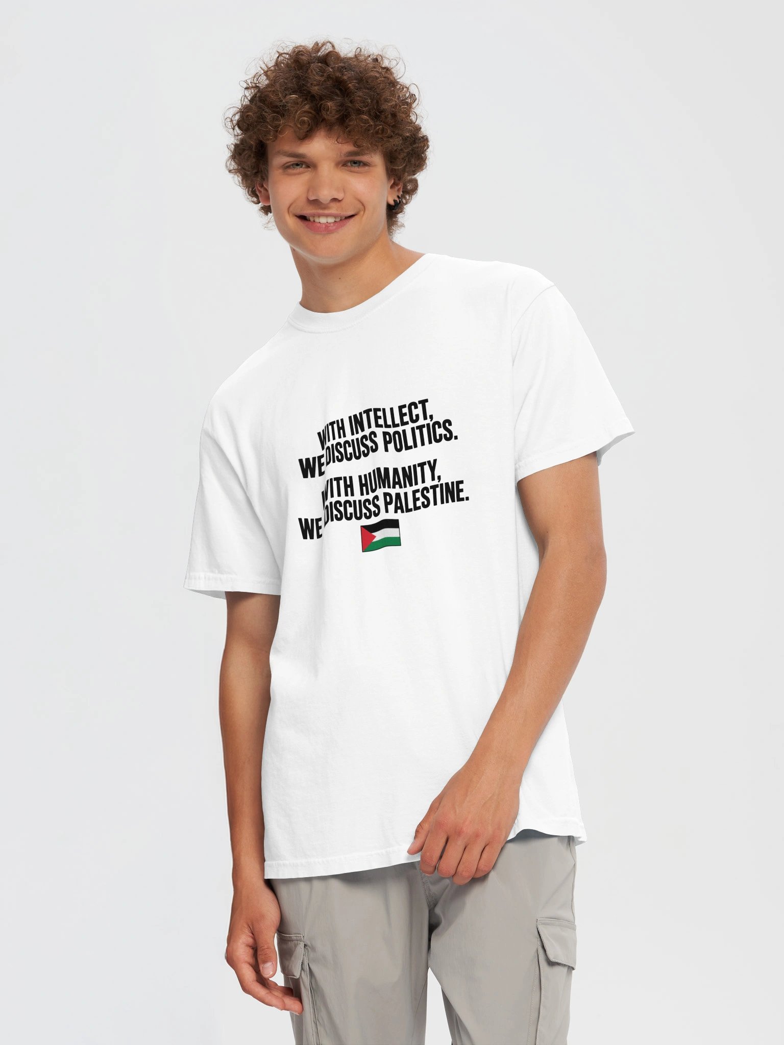 With Humanity, We Discuss Palestine T-Shirt 🇵🇸 white product image (9)