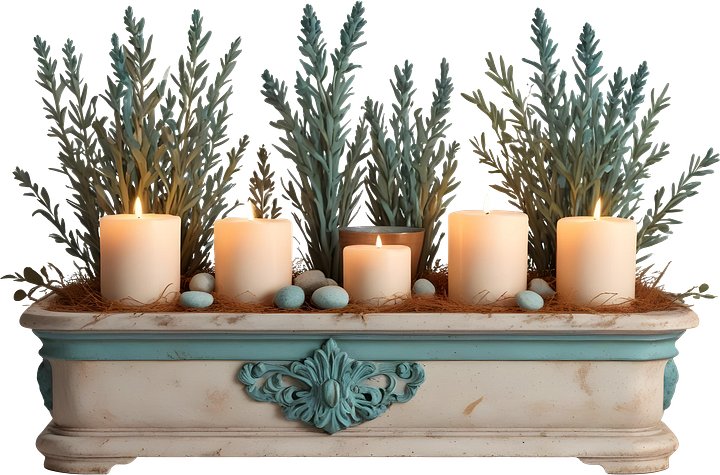 Provence-Inspired Candle and Floral Arrangements, PNG product image (1)