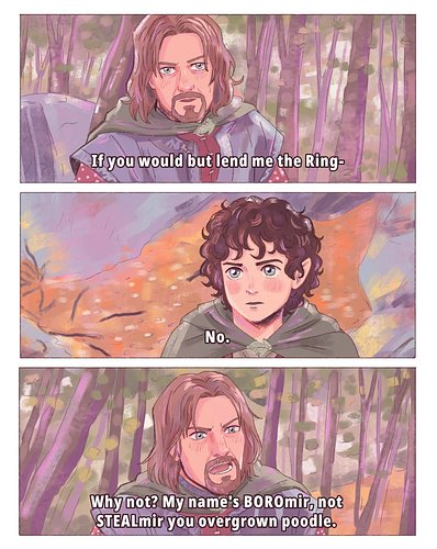 🤣😂😅 WHEN I SAW THIS I just had to draw it 😂 
I love Boromir he is such a great character. 
Clearly I am having so much fun wi...