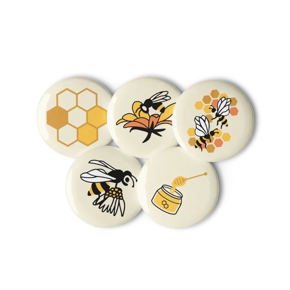 Honeycomb Pin Button Set – Cute Bee Pins for Backpacks, Jackets, Aesthetic Accessories & Gifts product image (2)
