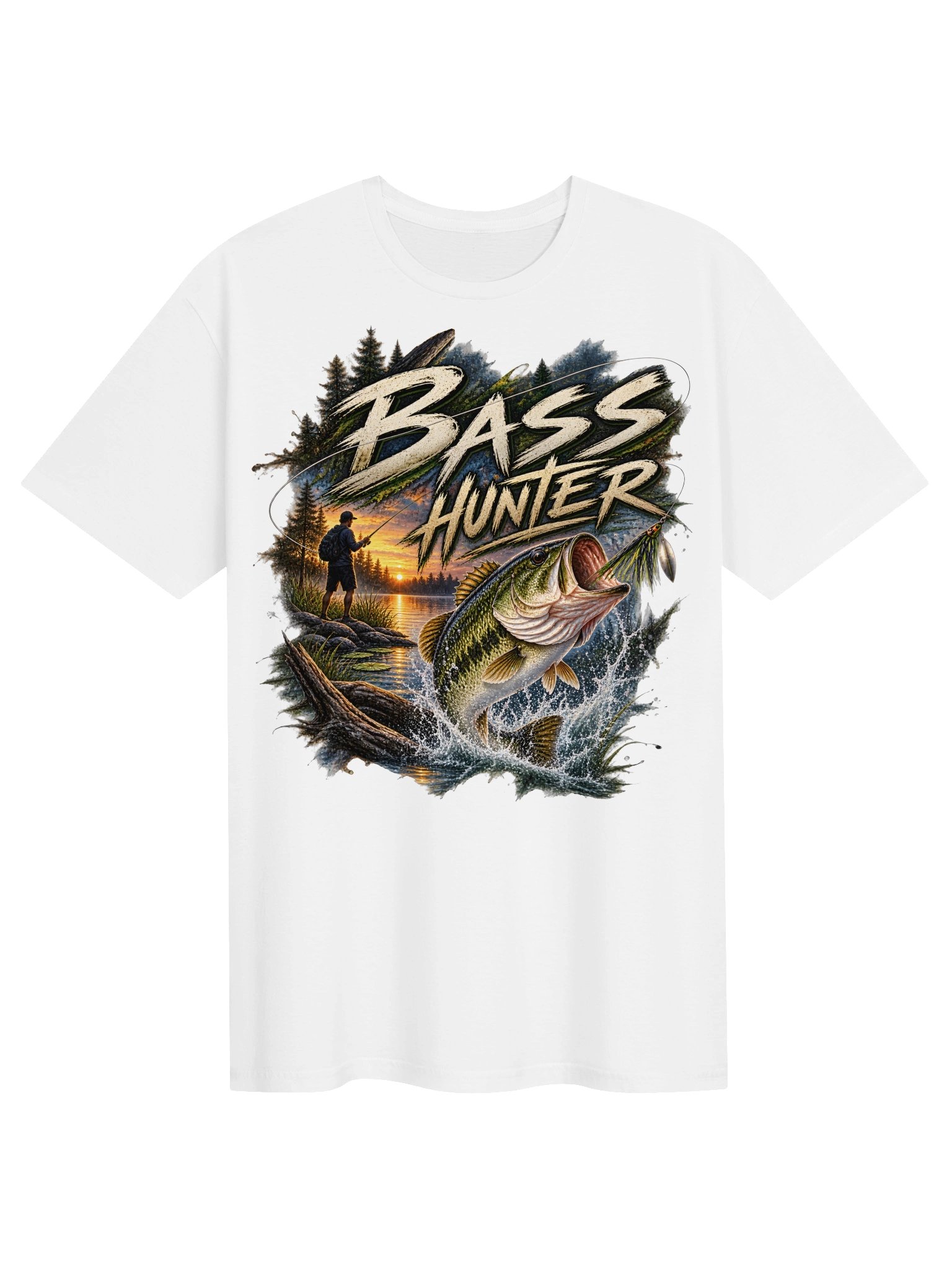 Bass Hunter Sunset Fishing Tee product image (1)