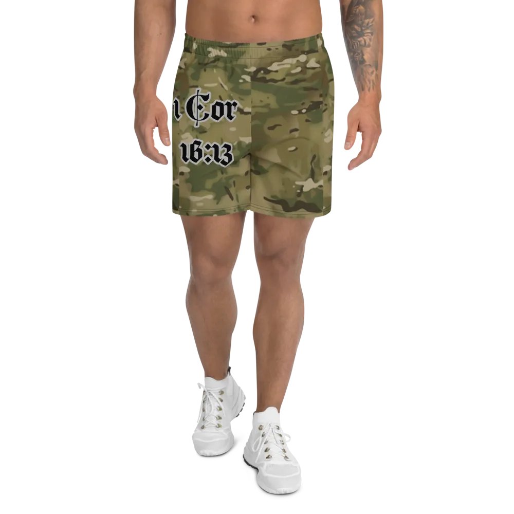 Faithful Camo: 1 Corinthians 16:13 Unisex Athletics Shorts - Multicam product image (1)