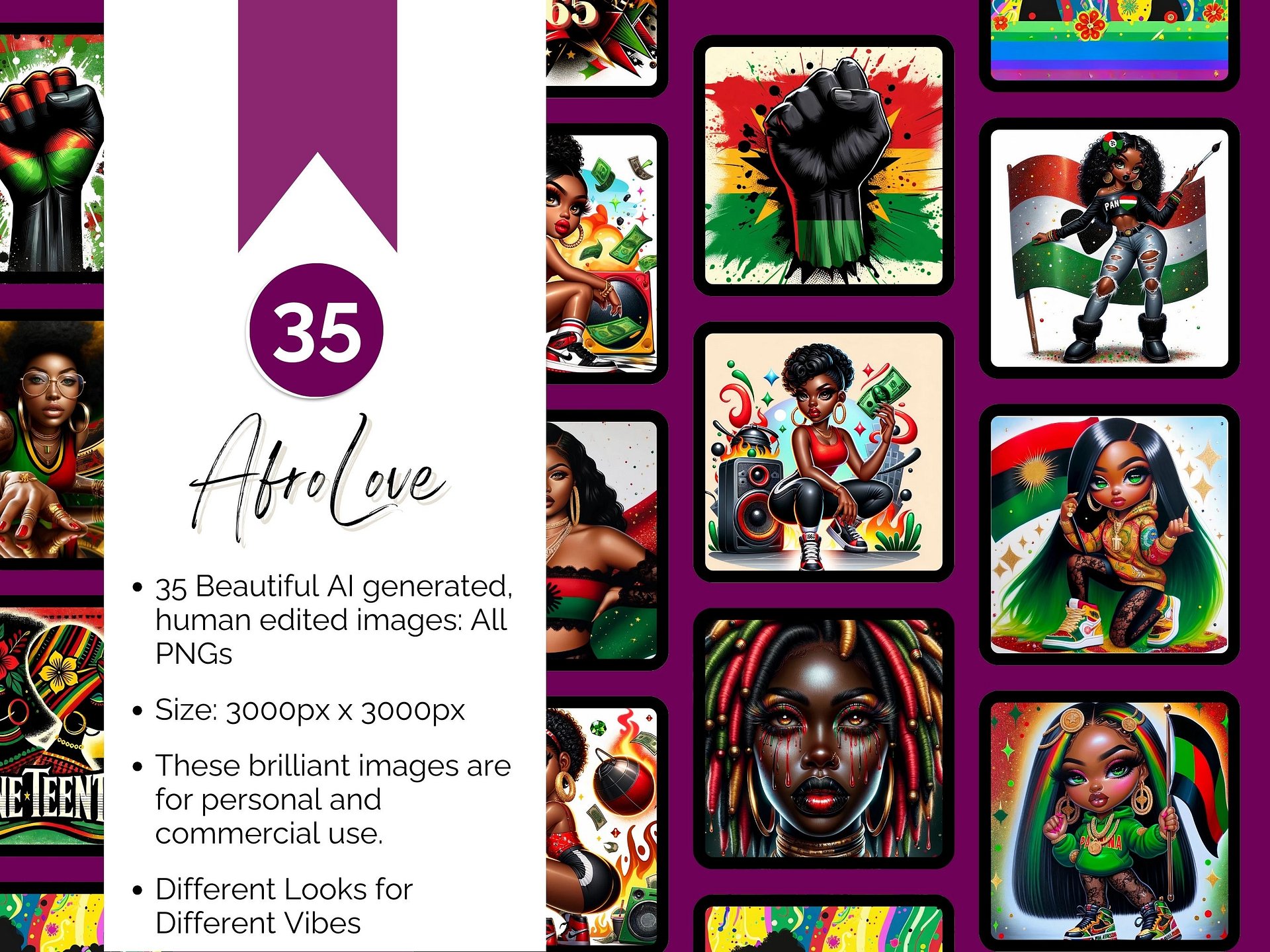 Afro Love Clipart product image (1)