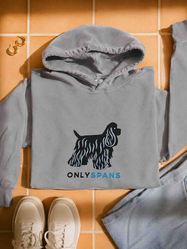 Only Spans Premium Hoodie (Embroidered) of an American Cocker Spaniel(Black) product image (1)