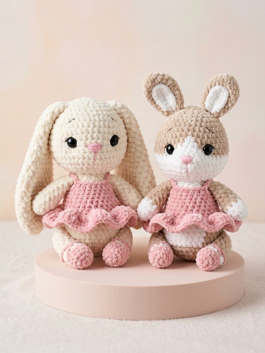 Ballerinas Bunny and Mouse Crochet Pattern PDF – Create Your Own Adorable Ballerina Dolls! 🐰🐭🩰 product image (4)