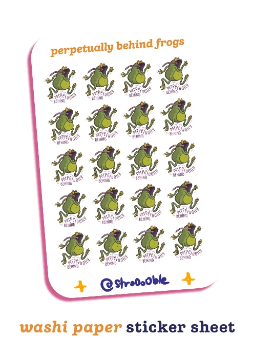 washi sticker sheet : perpetually behind frog product image (1)