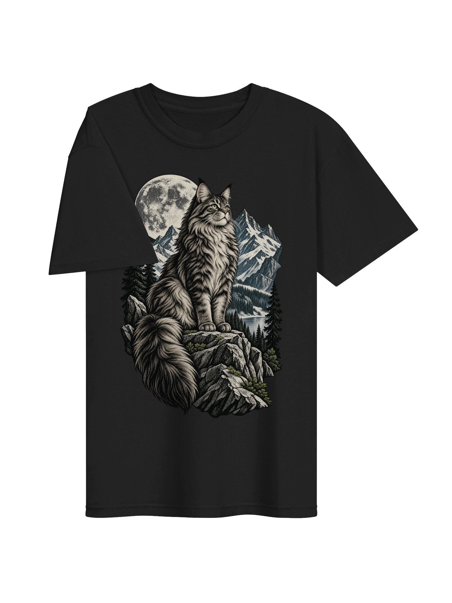 Moonlit Mountain Cat T-Shirt – Wild Nature Graphic Tee product image (7)