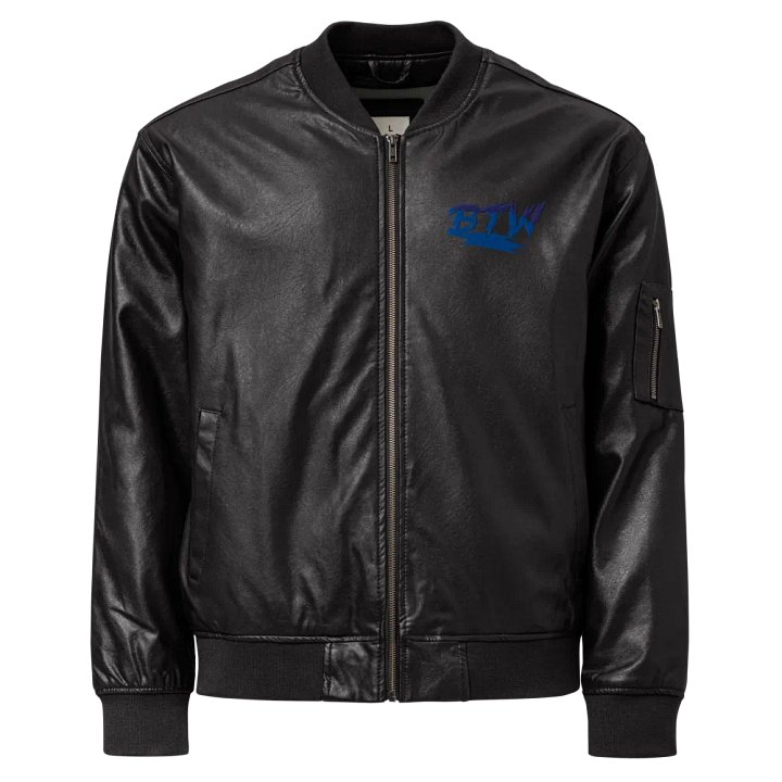 New BTW logo faux leather bomber jacket product image (1)