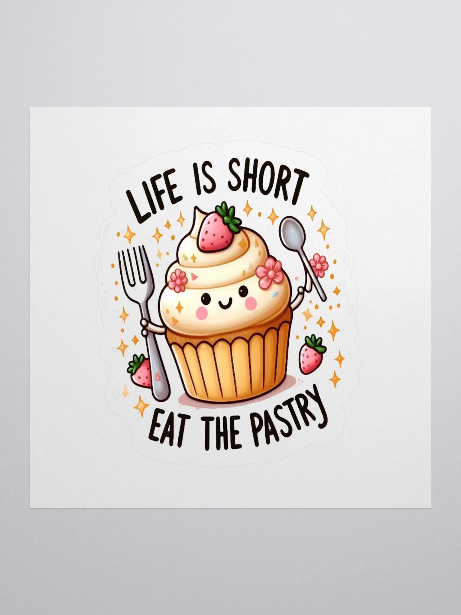 Cute Cupcake Kiss Cut Stickers product image (1)