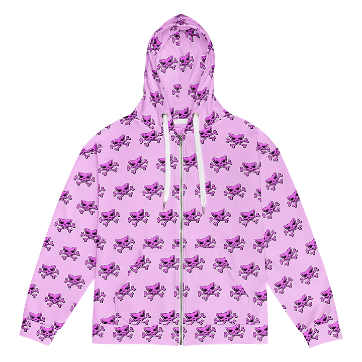 (Light Mode) Pink Kat Skull Zip Hoodie product image (1)