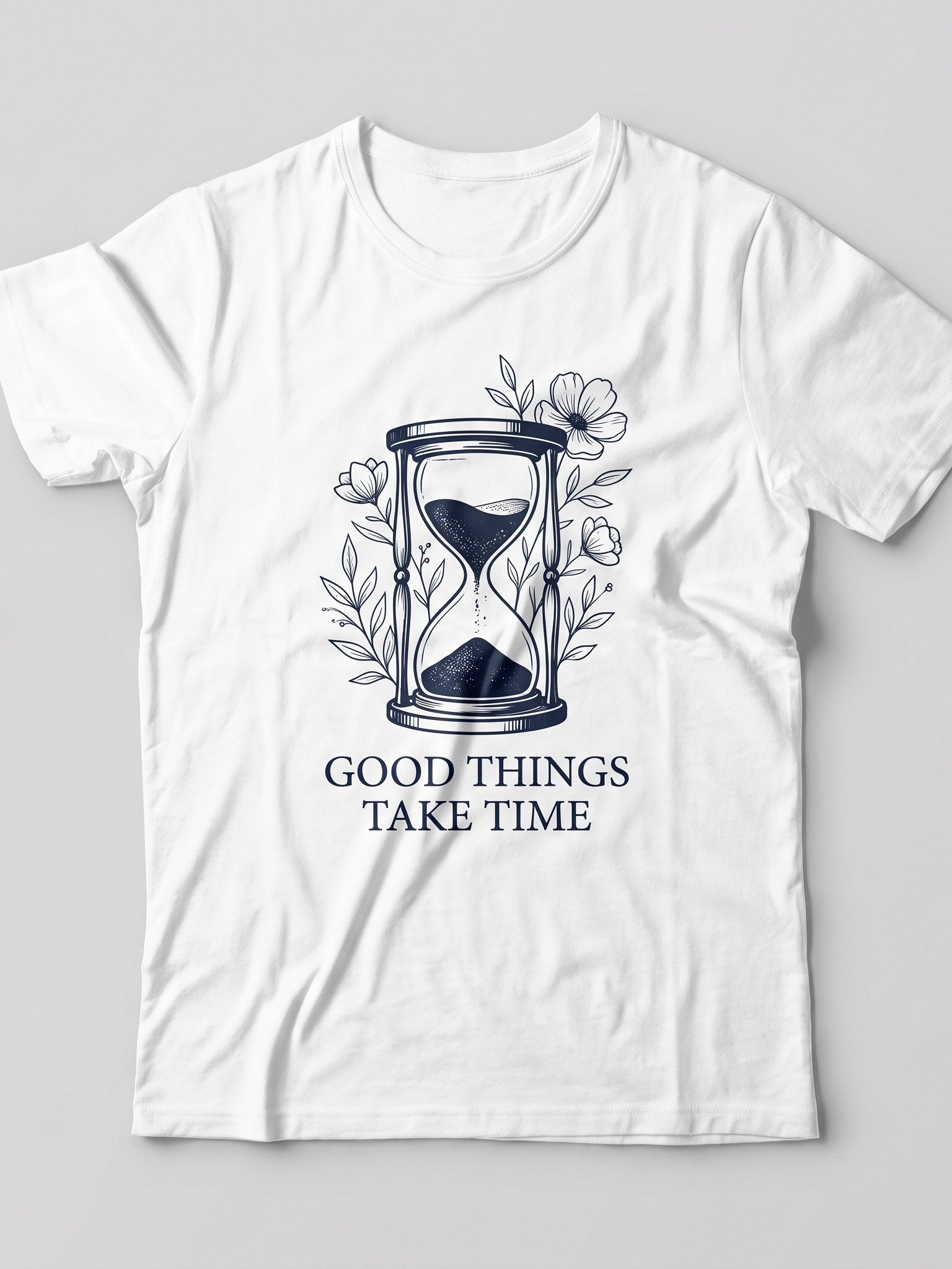 Good Things Take Time T-Shirt | Floral Hourglass Shirt | Inspirational Motivational Tee for Women | Slow Living Gift product image (3)