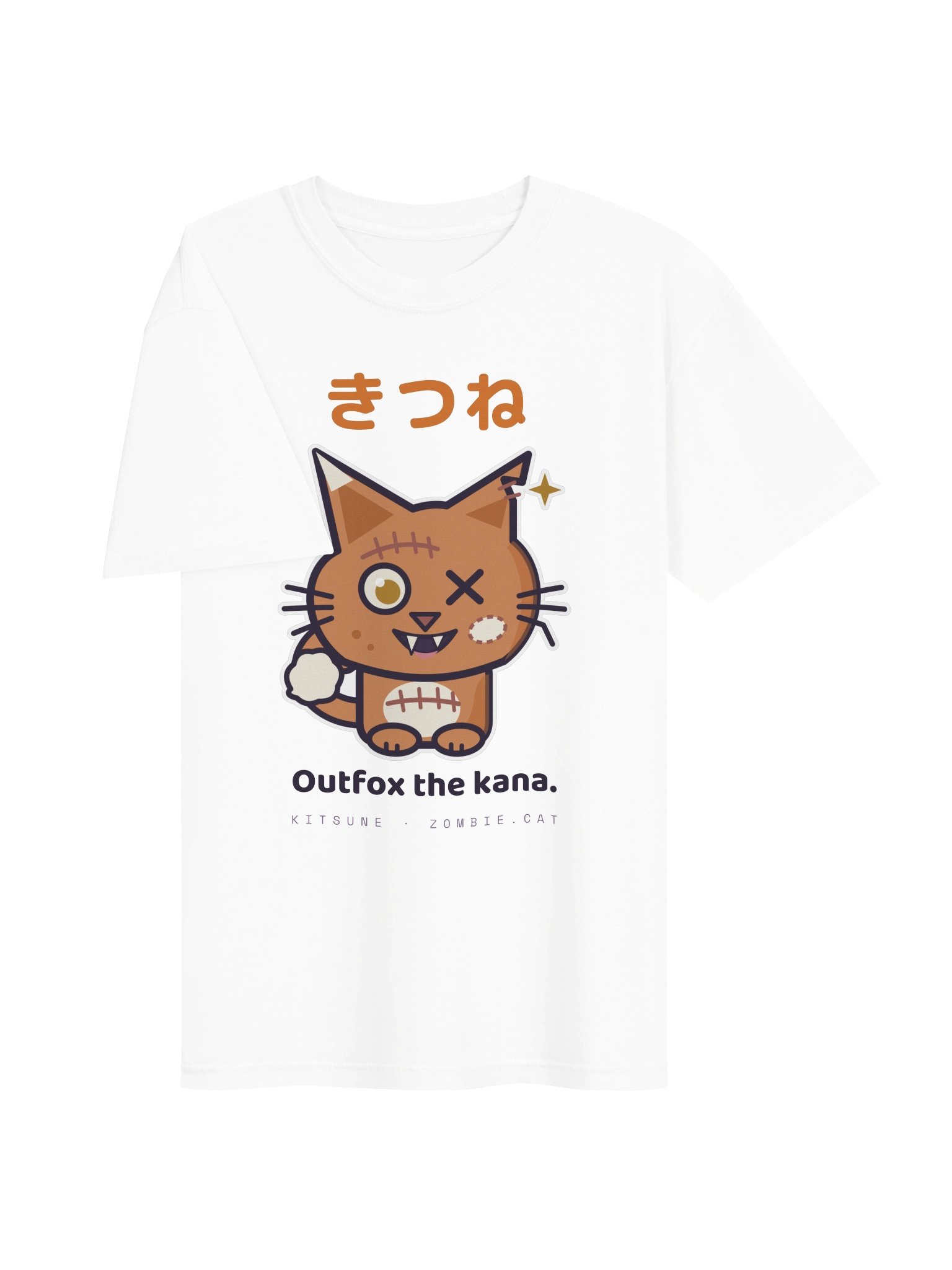 Kitsune Fox Zombie Cat White T-Shirt product image (3)