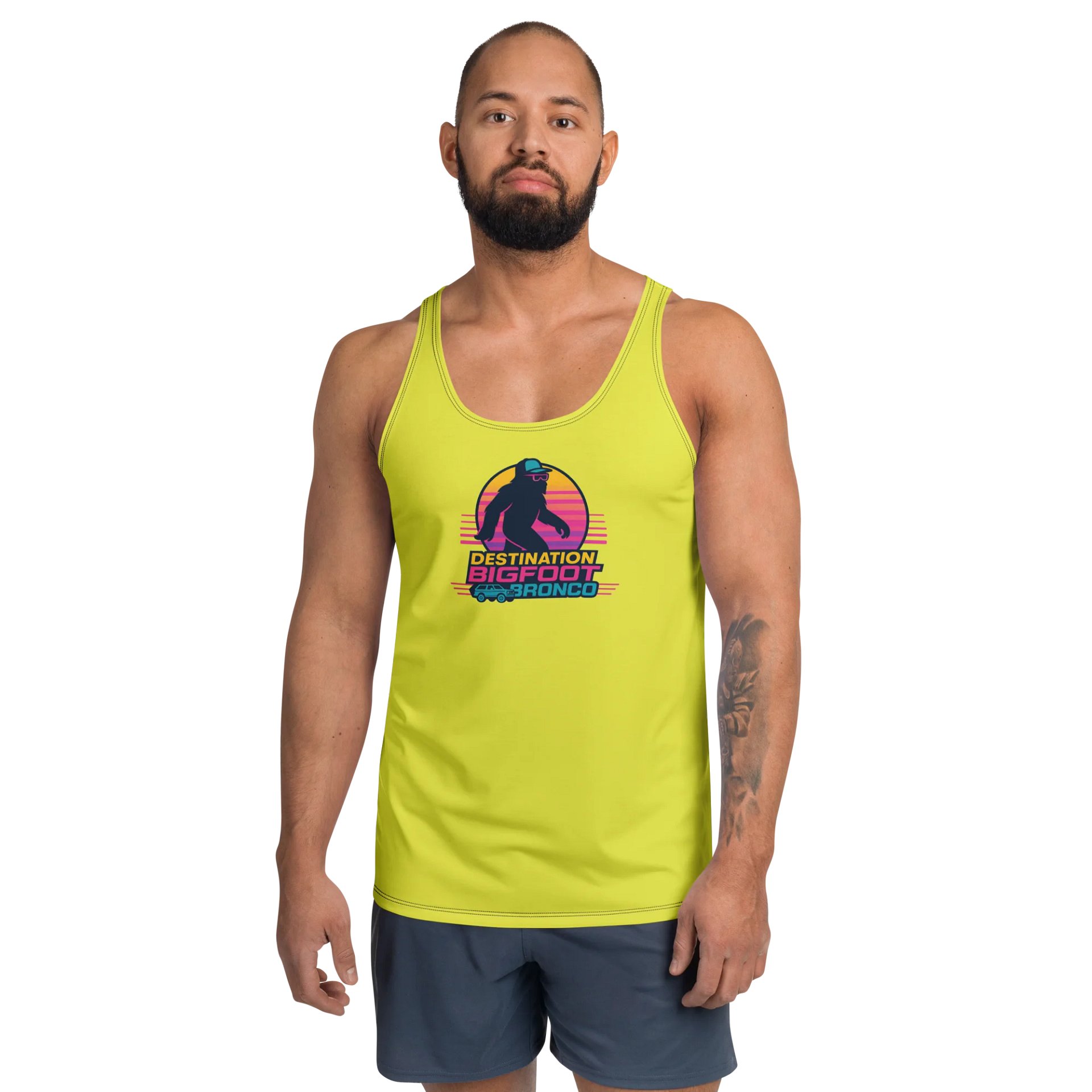 Synthsquatch Fitness Tank Top (Neon Yellow) product image (1)