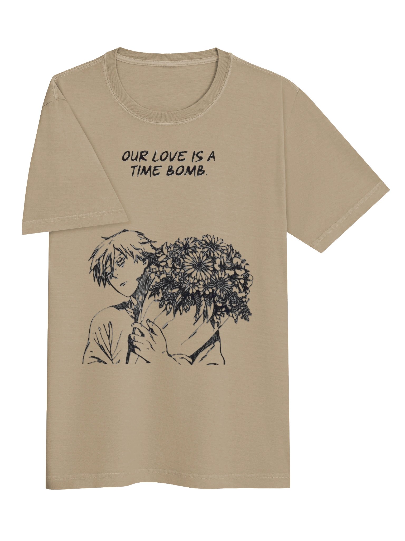 🌸 Our Love Is a Time Bomb – Anime Floral Graphic Oversized T-Shirt product image (3)