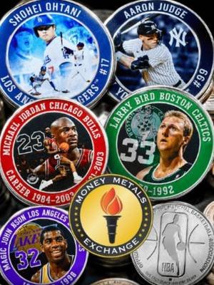 Michael Jordan, Shohei Ohtani & More... On PURE Silver?! 🏀⚾ Michael Jordan. Larry Bird. Magic Johnson. Aaron Judge. Shohei Ohtani. @nba @mlb What if your favorite sports legends were featured on 1 oz .999 fine silver rounds? Money Metals offers officially licensed NBA and MLB silver rounds that combine sports memorabilia, coin collecting, and physical silver ownership into one unique collectible. Money Metals Exchange  NBA Colorized Silver Rounds  MLB Colorized Silver Rounds . . . . . . . . . . . . . . . . #NBA #MLB #sportsmemorabilia #SilverStacking #sportscollectibles #silver #bullion #SilverBullion #preciousmetals #Michaeljordan #larrybird #shoehiohtani #aaronjudge #MagicJohnson #basketball #baseball #sports #SportsFans