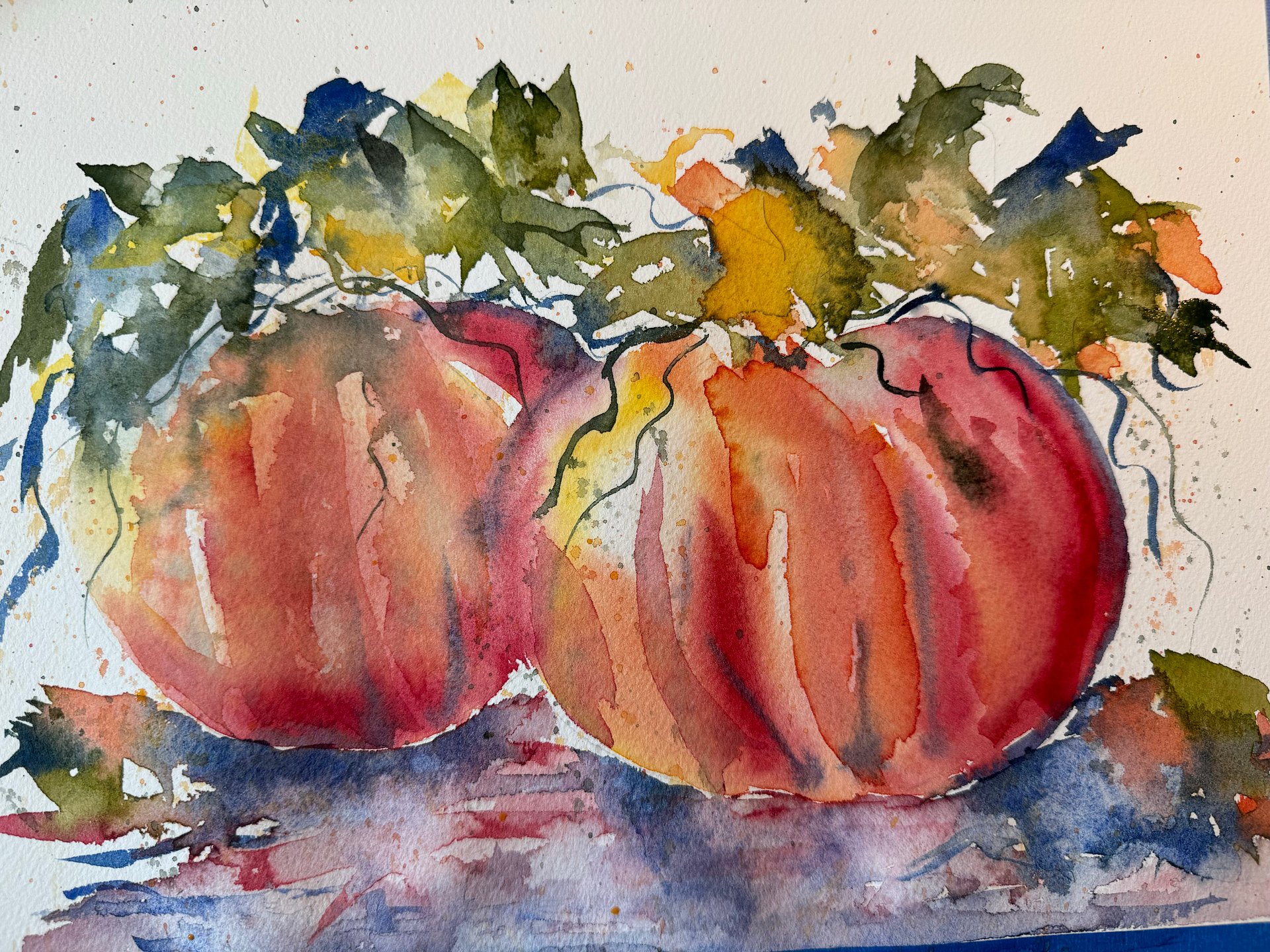 Fall Pumpkins (Original Watercolor Painting 9 x 12) product image (1)