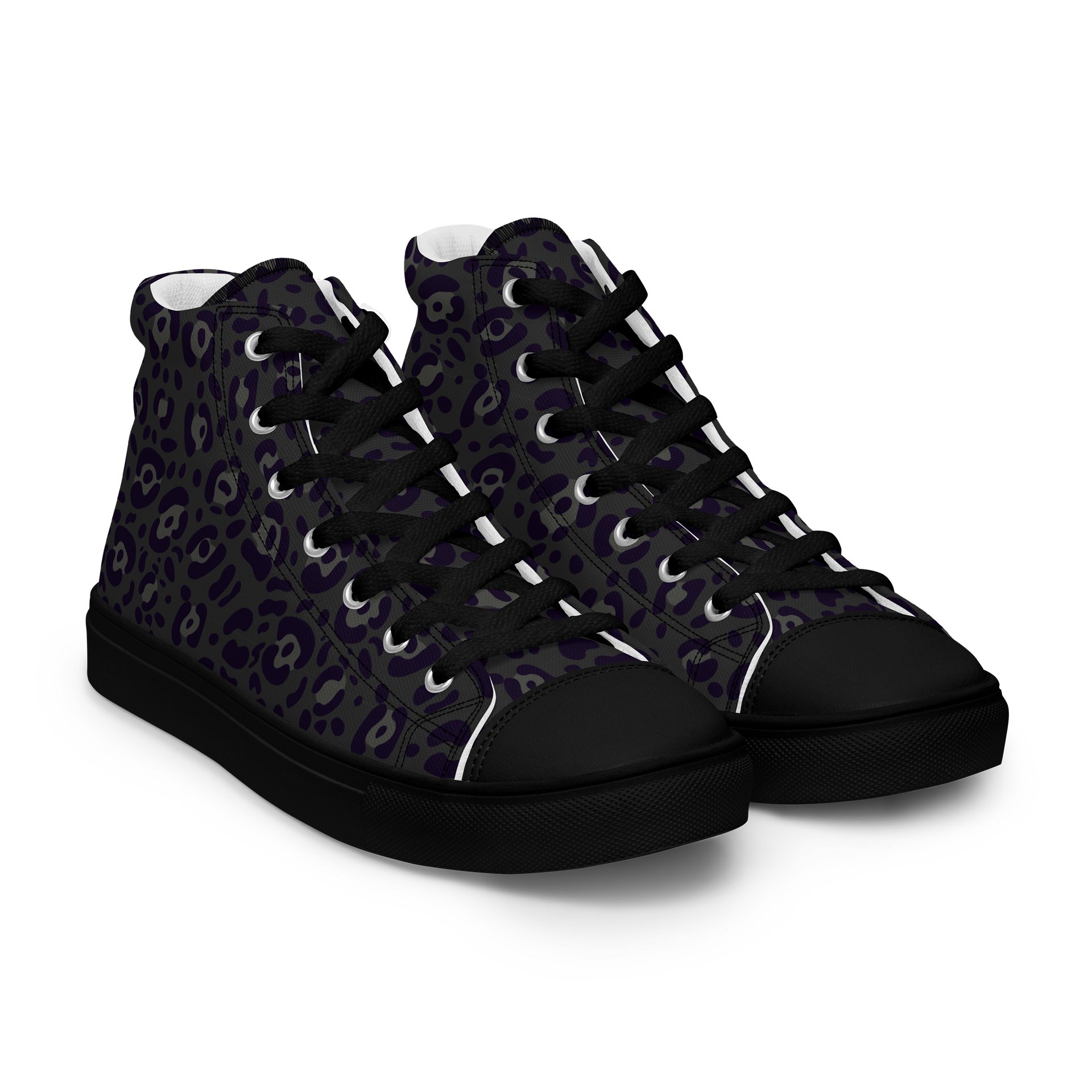 Comfortable Men's High Top Canvas Shoes with Bold Black Leopard Print product image (11)