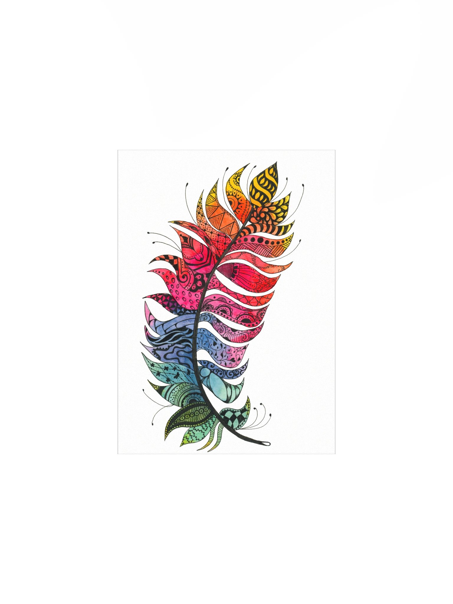 Vibrant Zentangle Feather Print product image (1)