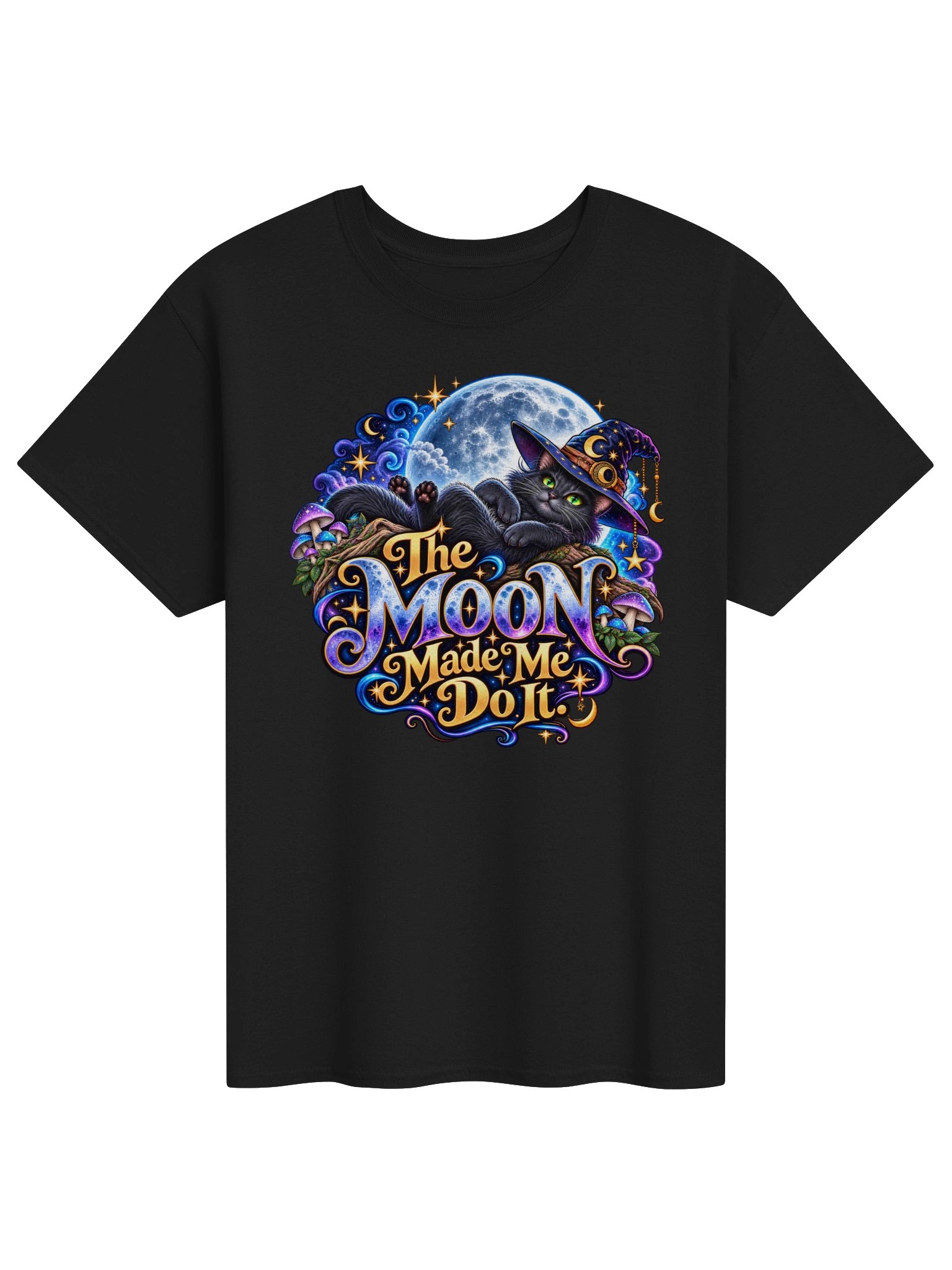 The Moon Made Me Do It - Gildan Heavyweight T-Shirt - Black Cat & Moon Design product image (6)