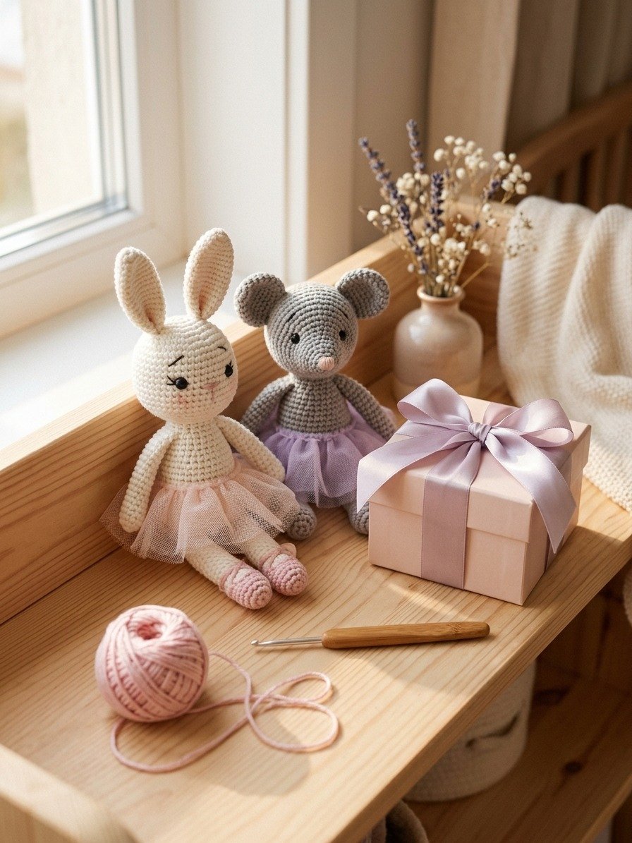 Ballerinas Bunny and Mouse Crochet Pattern PDF – Create Your Own Adorable Ballerina Dolls! 🐰🐭🩰 product image (5)